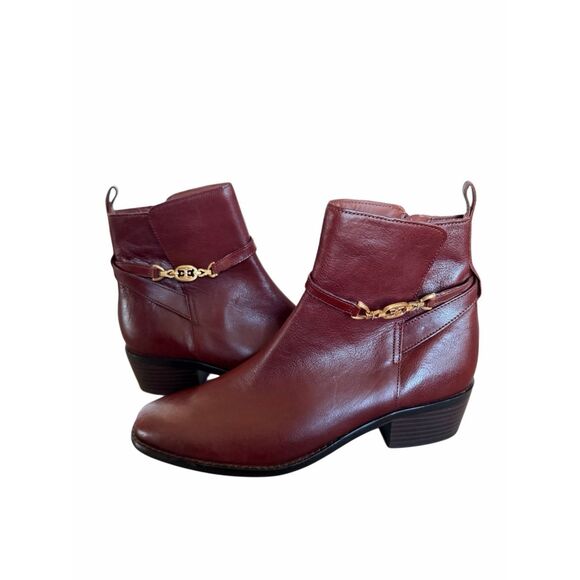 Sam Edelman Brawley Buckled Leather Ankle Boots Size 9.5 in Burgundy NEW - Picture 4 of 8